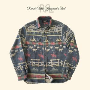 【希少】RRL “Ranch Cotton Jacquard Shirt” M ネイティブ ウエスタン ジャガード シャツ ジャケット Ralph Lauren ヴィンテージ