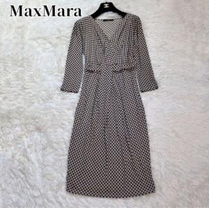 Max Mara マックスマーラ シルク混ワンピース カシュクール 総柄 花柄 ストレッチ レディース 大きいサイズ L