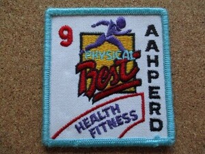 90s フィットネス No.9 健康フィジカル 刺繍ワッペン ビンテージ /スポーツ アスレチック マラソン 運動 アップリケUSA古着マラソン パッチ