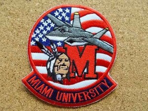 90s MIAMI UNIVERSITY マイアミ大学 インディアン パッチ刺繍ワッペン/米軍ミリタリーARMYアメリカ軍ビンテージUSA腕章AIR FORCE階級章