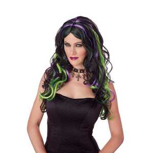  длинный wave парик, парик black purple ru зеленый для взрослых MULTICOLOR WIG костюмированная игра 