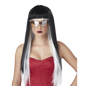  черный & белый длинный парик, парик Diva костюмированная игра 