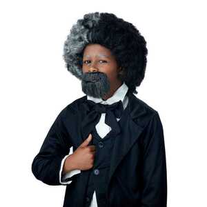 政治家　ウィッグ、かつら　アフロ　グレー　ブラック　ひげセット　子供用　FREDERICK DOUGLASS WIG & GOAT　コスプレ