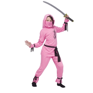 忍者　衣装、コスチューム　子供女性用　和風　PINK NINJA　コスプレ