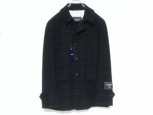 【新品・未使用】 SHIPS SUPER 140s wool 上質コート 濃紺 チェック柄 M 定価35,200円