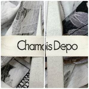 S628 ★美品★ Chamois Depo レディース Tシャツ 半袖 花柄 綿100% 上品 フェミニンフローラルスタイル 日本製 肩パット 後ろファスナーの画像10