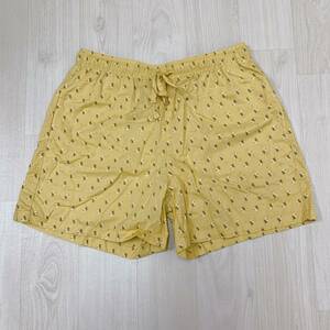 S645 ★美品★ UNIQLO レディース ショートパンツ キュート 黄 花柄 綿100% フェミニンフローラルスタイル ウエストゴム 紐付き ポケット有