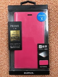 新品 （訳アリ品）LEPLUS PREMIER iPhone X用 PUレザーフラップケース ピンク LP-I8LPPK 手帳型