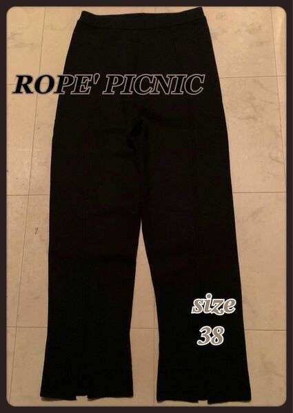 【ROPEPICNIC】 ロペピクニック ニットパンツ センタープレス　ブラック (最終SELE)