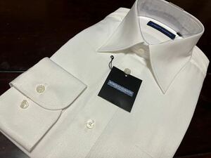 ROBERTOMARAZZI★白織柄ヘリンボーンワイシャツ　M(39-82)　形態安定　レギュラーカラー