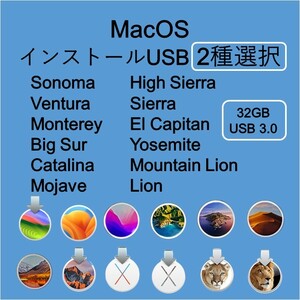 MacOS インストール用USB （希望2種選択 Sonoma,Monterey, ～ Lion）[1]