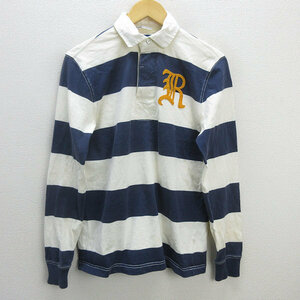 z■ラルフローレン ラグビー/RALPH LAUREN RUGBY 長袖ラガーシャツ【S】白紺/men's/7【中古】■