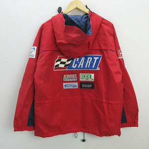 s■ホンダ/DANBIRD HONDA Racing フード付ナイロン レーシングジャケット JKT【L程度】赤/MENS/191【中古】