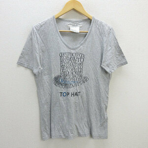 z# Katharine Hamnett /KATHARINE HAMNETT LONDON V neck print T-shirt [LL] ash /men's/54[ used ]#