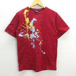 s■オークリー/OAKLEY プリント 半袖Tシャツ【S】赤系/MENS/72【中古】