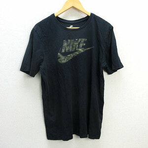 z■ナイキ/NIKE カモフラージュTシャツ AJ6633【L】黒/men's/11【中古】■