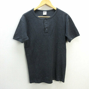 z■アヴィレックス/AVIREX 半袖リブTシャツ【XL】濃灰/men's/144【中古】■