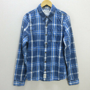 s■アバクロンビー&フィッチ/Abercrombie&Fitch チェック柄 胸ポケット付きシャツ【M】青系/MENS/174【中古】