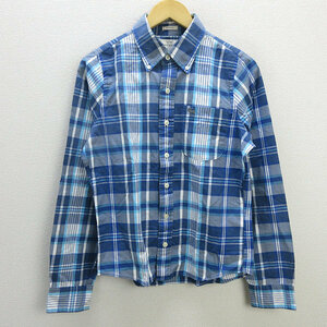 s■アバクロンビー&フィッチ/Abercrombie&Fitch チェック柄 長袖BDシャツ【S】青/MENS/157【中古】