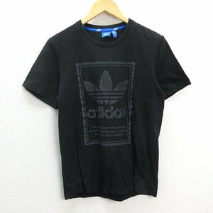 z■アディダス/adidas ロゴプリントTシャツ/AY9603【M】黒/men's/38【中古】■