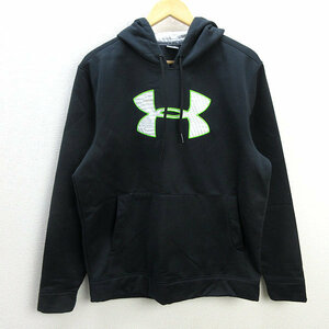 s■アンダーアーマー/UNDER ARMOUR ビッグロゴ プルオーバーパーカー【L】黒/MENS/66【中古】