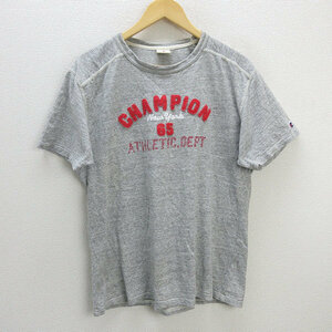 z■チャンピオン/champion フェルトロゴTシャツ【L】灰/men's/40【中古】■