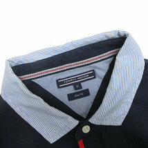 y■トミーヒルフィガー/TOMMY HILFIGER SLIM FIT 半袖ポロシャツ■紺【メンズXL】MENS/116【中古】_画像2