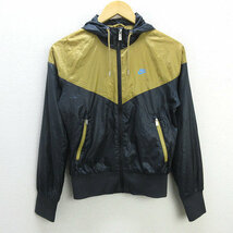 s■ナイキ/NIKE マウンテンパーカ/トレーニングジャケットJKT【S】黒 金系/LADIES/76【中古】_画像1