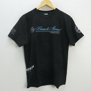 z■ビーチサウンド/BEACH SOUND 半袖プリントTシャツ【L】黒/men's/143【中古】■