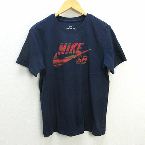 z■ナイキ/NIKE ロゴプリントTシャツ/BV1502【M】紺/men's/165【中古】■