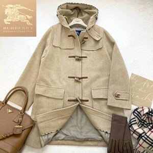 大きいサイズ◆超美品◆バーバリー BURBERRY 15号/44.46.48/XL-3L メガチェックトリム☆正統派ウールダッフルコート ホリデーシーズン 旅行