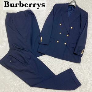 バーバリーズ Burberrys スーツ パンツ スカート 3点 3ピース ウール ジャケット ダブルブレスト ロゴボタン 金ボタン 紺 ネイビー C-TK83