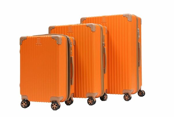 軽量Mサイズ　静音8輪　TSAロック　キャリーバッグ　スーツケース　キャリーケース　オレンジ