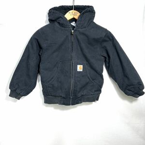 ■ 子供用 Carhartt アクティブ パーカー ジャケット XS(6) ブラック 黒 古着 カーハート ACTIVE JACKET ワーク ダック KIDS キッズ ■