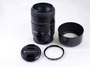 【AF 中望遠 マクロレンズ 可動品】KONICA MINOLTA AF MACRO 100ｍｍ F2.8（32）　フード. ケース付