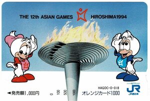 鉄道　JR西日本　THE 12th ASIAN GAMES HIROSHIMA 1994 オレンジカード1000円　未使用