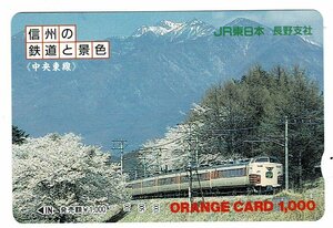 鉄道　JR東日本長野支社　信州の鉄道と景色　中央東線　オレンジカード1000円　未使用