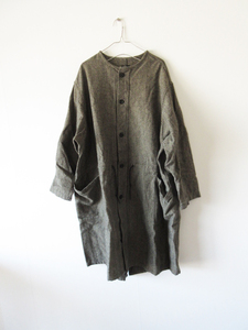 美品 or slow / オアスロウ NO COLLAR COAT フィッシュテイルコート 1 WOOL HERRINGBONE GRAY / レディース ジャケット