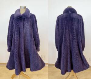 染めミンク　デザインロングコート　96㎝　裾周り220㎝　WHITE BEAR