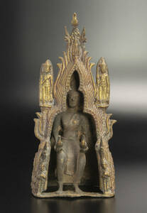 10世紀 銅佛龕 共箱 爪哇 印度尼西&#20122; ジャワ インドネシア Java