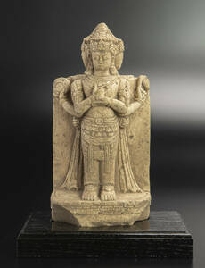 10世紀 石灰石雕神像 共箱 爪哇 印度尼西亚 ジャワ インドネシア Java