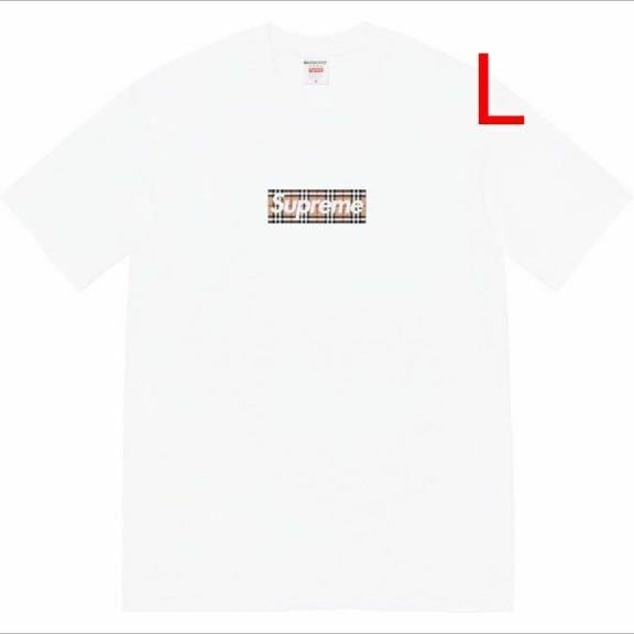 【新品】L 22SS Supreme Burberry Box Logo Tee White Tシャツ シュプリーム ボックスロゴ ブラック バーバリー ボックスロゴ 白
