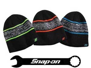 Snap-on（スナップオン）ニット帽,帽子「NEON STRIPED BEANIE」ブラック/グリーン