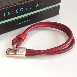 【tab18】新品　TATEOSSIAN　タテオシアン　ブレスレット　シルバー925　本革/レザー　レッド　赤　ダブルループ　二重巻き　イギリス製