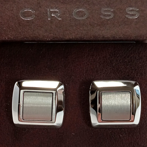 【crc3】新品　CROSS　クロス　カフス　カフリンクス　ブラッシュドシルバー　艶消しマット　スクエア　高級筆記用具メーカー　ハリントン