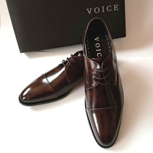 【V40】新品 VOICE ヴォイス ビジネスシューズ 紳士靴 本革 スムースレザー 24㎝　日本製 革靴 ダークブラウン茶 シークレットインソール