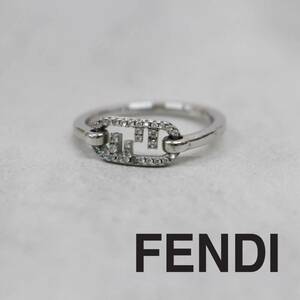 S144)【現行品】FENDI/フェンディ オーロックリング シルバーカラー 15号 Mサイズ 指輪 アクセサリー