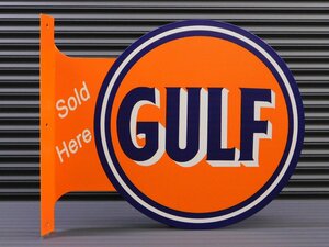 【ＧＵＬＦ・ガルフ】※《フランジメタルサイン・両面プリント》 アメリカン雑貨　ブリキ看板　ガレージ