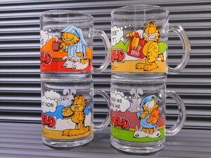 送料無料 4個セット【GARFIELD・ガーフィールド】※《GLASS MUG／グラスマグ》　アメリカン雑貨　アンカーホッキング　現行商品