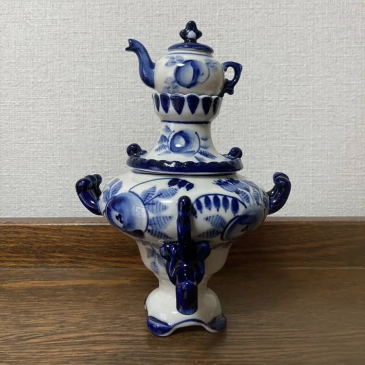 Russian goods☆Gzhel ware☆Vintage samovar & teapot Matryoshka Gzhel pottery, Handmade items, interior, miscellaneous goods, ornament, object